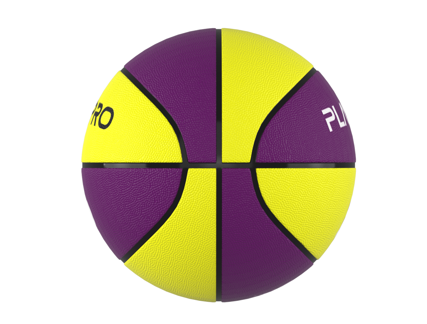 Premium Rubber Basketball for Kids and Adults – Max Grip, Perfect Bounce and Rebound with Extended Air Retention - Purple and Yellow