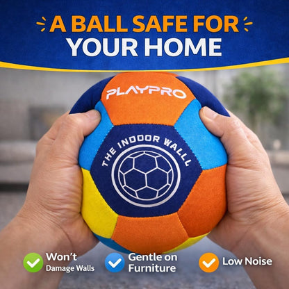 Indoor Soccer Ball Size 4 – Soft Foam Fabric Soccer Ball for Kids – Safe Quiet Indoor House Ball for Home Play & Training - Blue