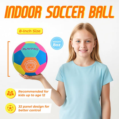 Indoor Soccer Ball Size 4 – Soft Foam Fabric Soccer Ball for Kids – Safe Quiet Indoor House Ball for Home Play & Training - Pink