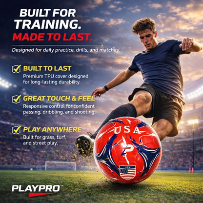 Country Flag Training Soccer Ball - Elite Edition - USA Red