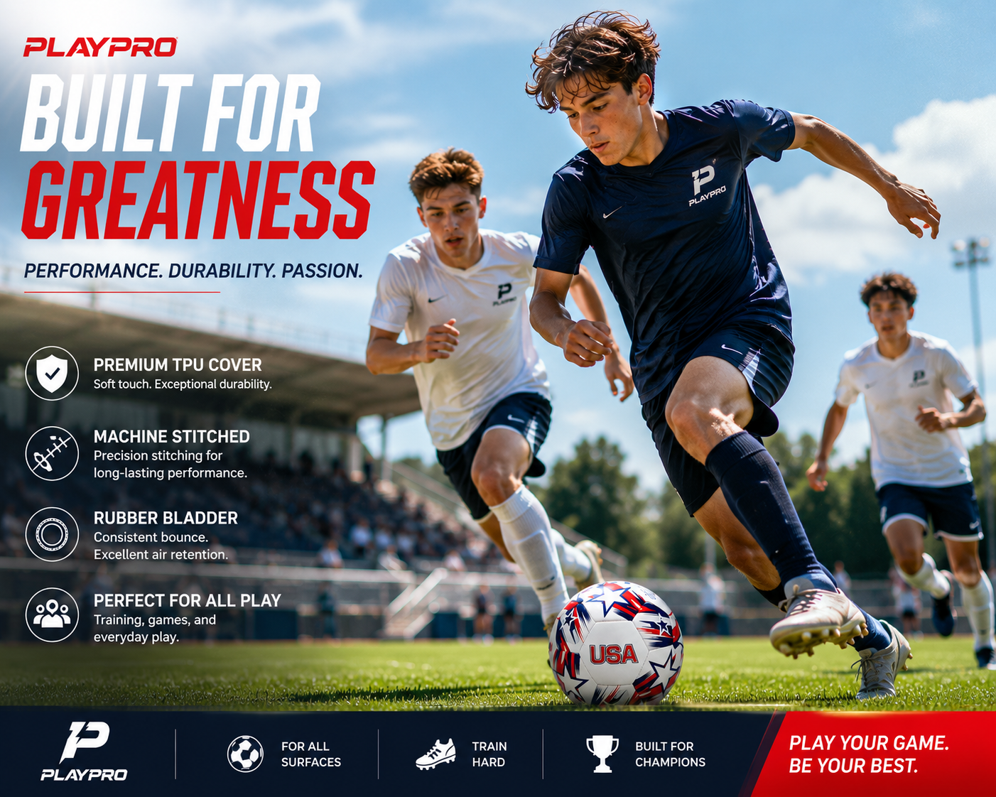 Country Flag Training Soccer Ball - Elite Edition - USA STARS