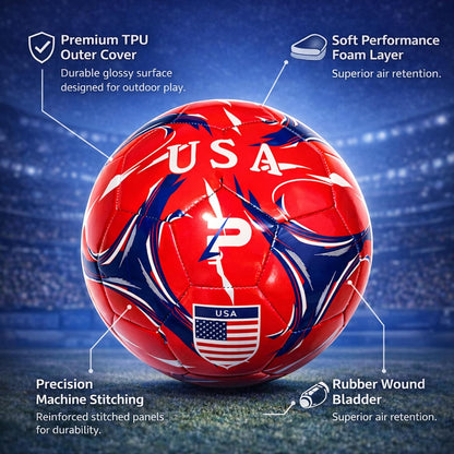 Country Flag Training Soccer Ball - Elite Edition - USA Red