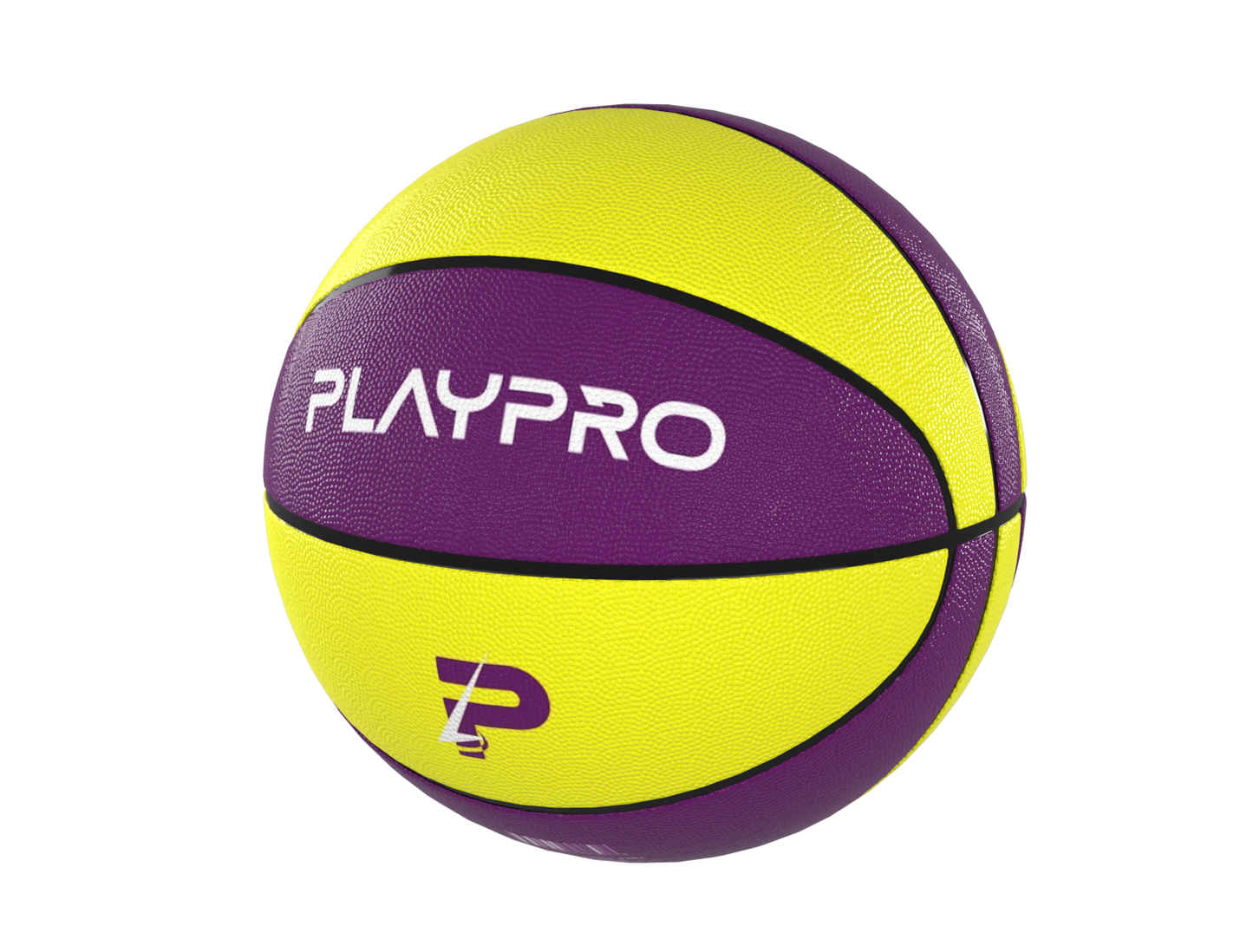 Premium Rubber Basketball for Kids and Adults – Max Grip, Perfect Bounce and Rebound with Extended Air Retention - Purple and Yellow